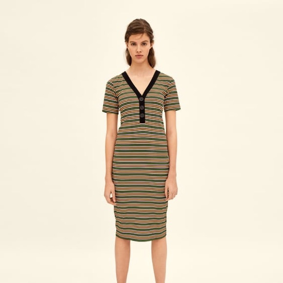 Zara V neck Mid body con dress- BNWT - Picture 1 of 4